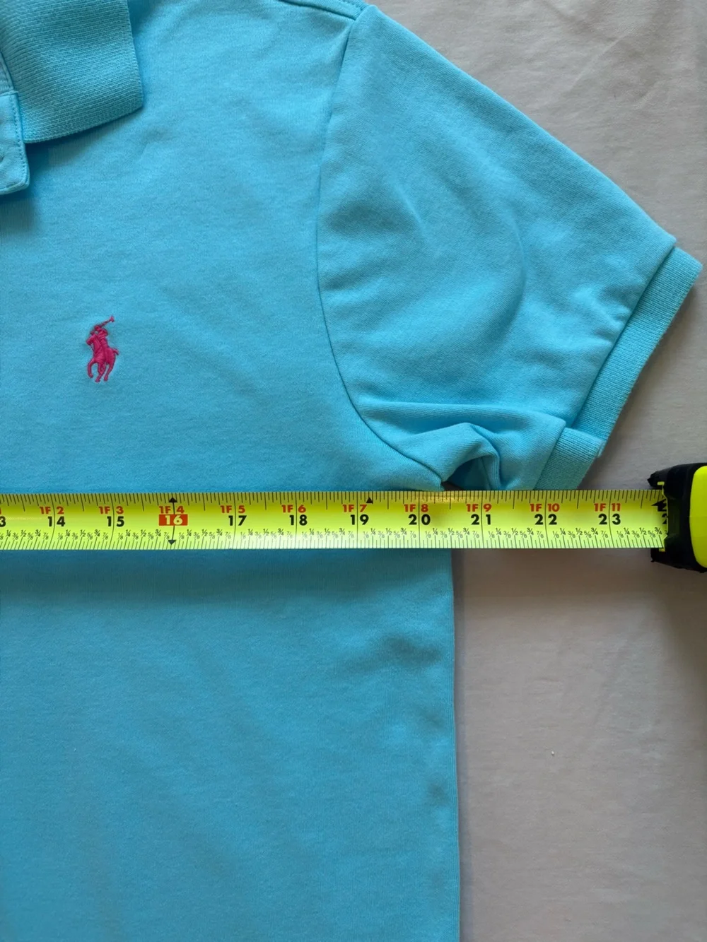 Ralph Lauren Men’s Aqua Polo Shirt with Pink Pony